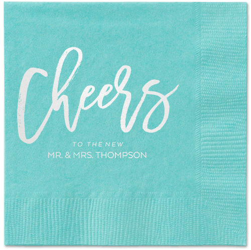 Spirited Toast Napkins, White, Aqua, White