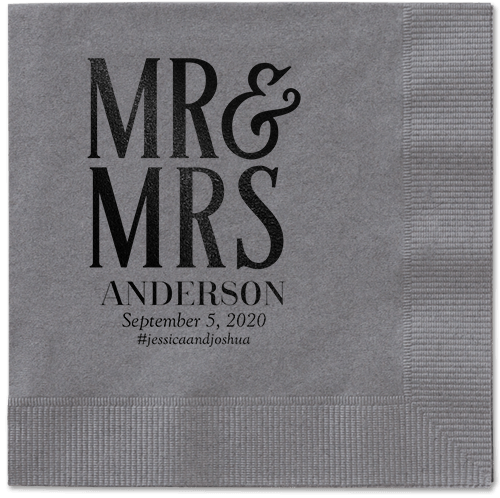 Statement Scroll Napkins, Black, Pewter, Black