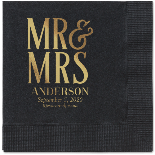 Statement Scroll Napkins, Yellow, Black, Gold