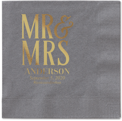 Statement Scroll Napkins, Yellow, Pewter, Gold