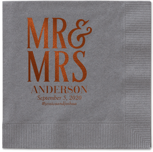 Statement Scroll Napkins, Brown, Pewter