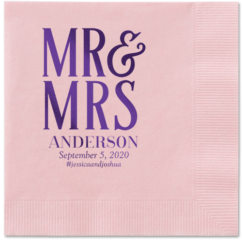 Statement Scroll Napkins, Purple, Blush