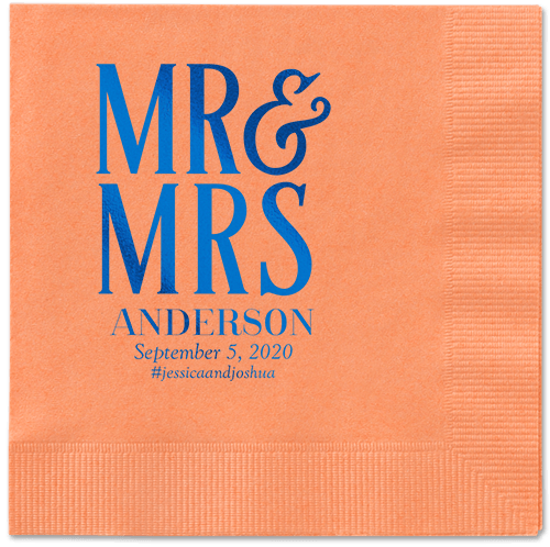 Statement Scroll Napkins, Blue, Coral, Royal