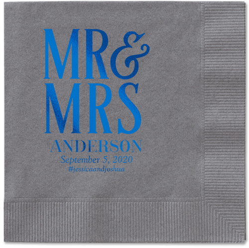 Statement Scroll Napkins, Blue, Pewter, Royal