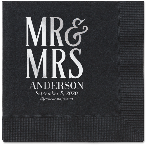 Statement Scroll Napkins, Grey, Black, Silver