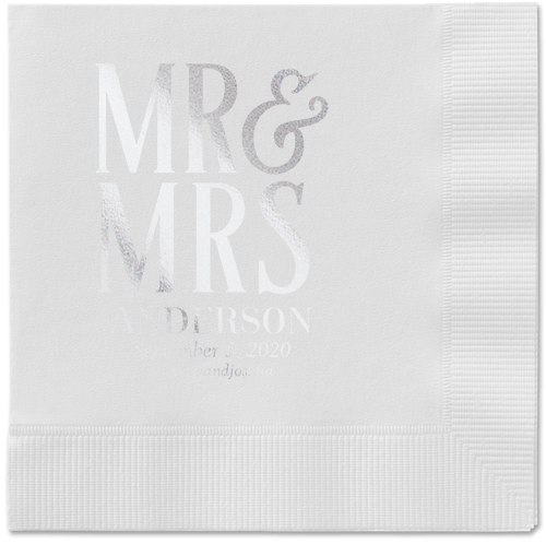 Statement Scroll Napkins, Grey, White, Silver