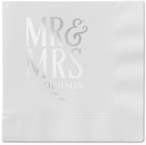 Statement Scroll Napkins, Grey, White