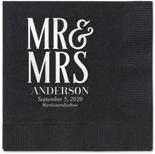 Statement Scroll Napkins, White, Black
