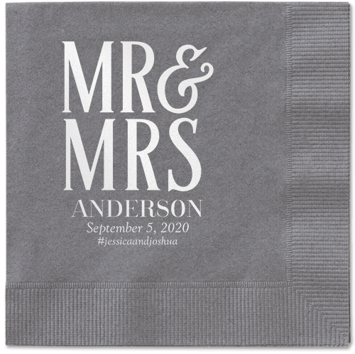 Statement Scroll Napkins, White, Pewter
