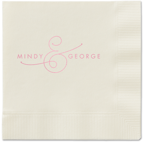 Gorgeous Couple Napkins, Pink, Ecru