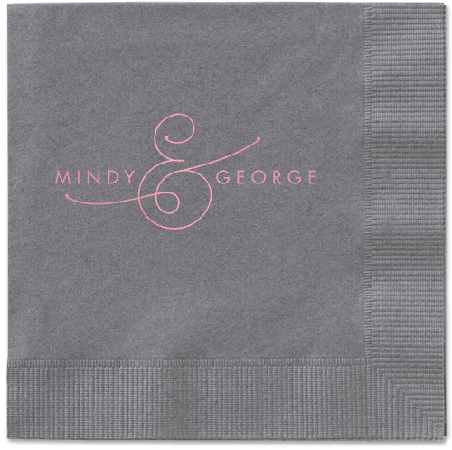 Gorgeous Couple Napkins, Pink, Pewter