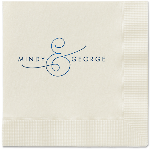 Gorgeous Couple Napkins, Blue, Ecru, Midnight