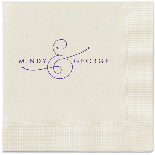 Gorgeous Couple Napkins, Purple, Ecru, Purple