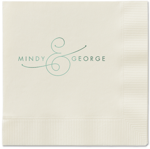 Gorgeous Couple Napkins, Green, Ecru