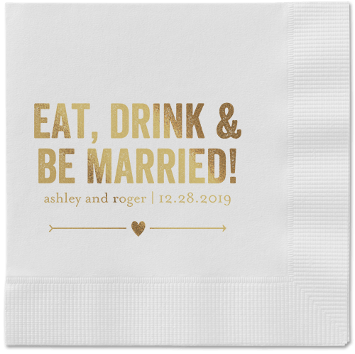 Married Fun Napkins, Yellow, White