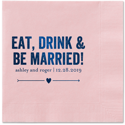 Married Fun Napkins, Blue, Blush