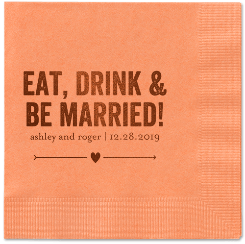 Married Fun Napkins, Brown, Coral, Mocha