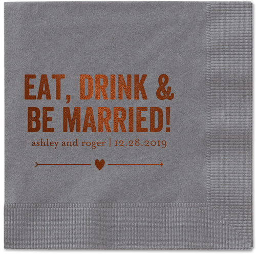 Married Fun Napkins, Brown, Pewter, Mocha