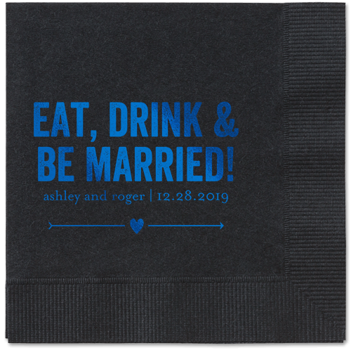 Married Fun Napkins, Blue, Black