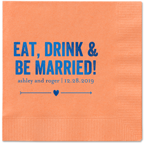 Married Fun Napkins, Blue, Coral, Royal