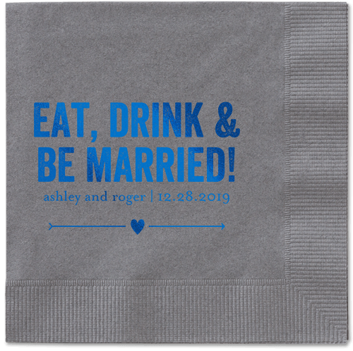 Married Fun Napkins, Blue, Pewter, Royal
