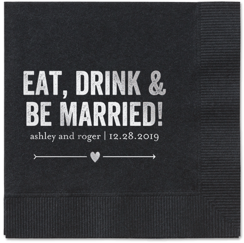 Married Fun Napkins, Grey, Black, Silver