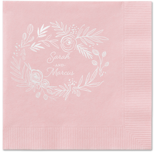 Delightfully Entwined Napkins, White, Blush