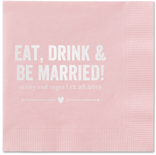 Married Fun Napkins, White, Blush, White