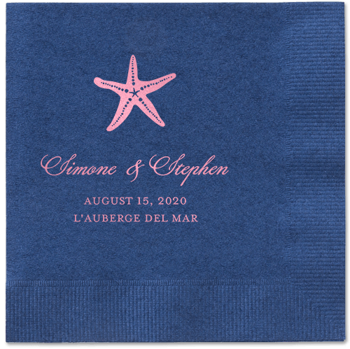 Stylish Starfish Napkins, Pink, Navy