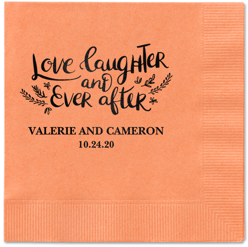 Love And Laughter Forever Napkins, Black, Coral, Black