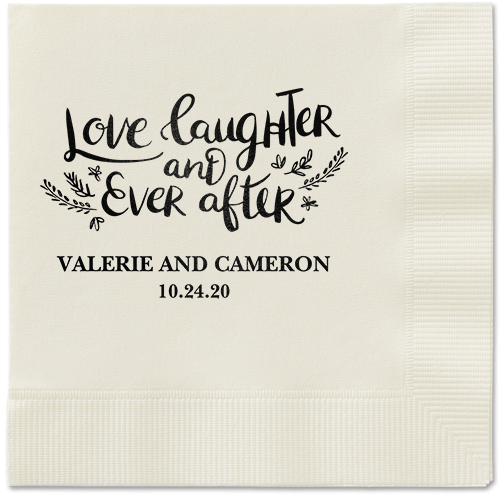 Love And Laughter Forever Napkins, Black, Ecru, Black