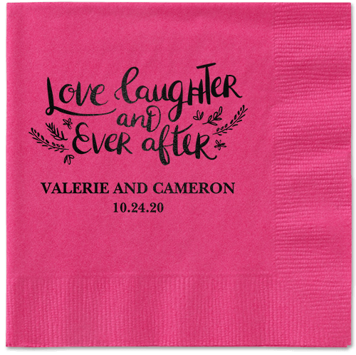 Love And Laughter Forever Napkins, Black, Magenta