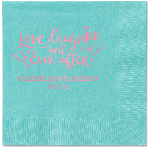 Love And Laughter Forever Napkins, Pink, Aqua, Blush