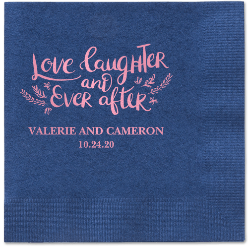 Love And Laughter Forever Napkins, Pink, Navy
