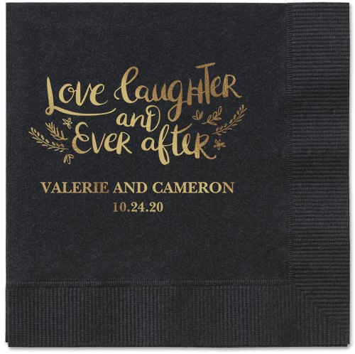 Love And Laughter Forever Napkins, Yellow, Black