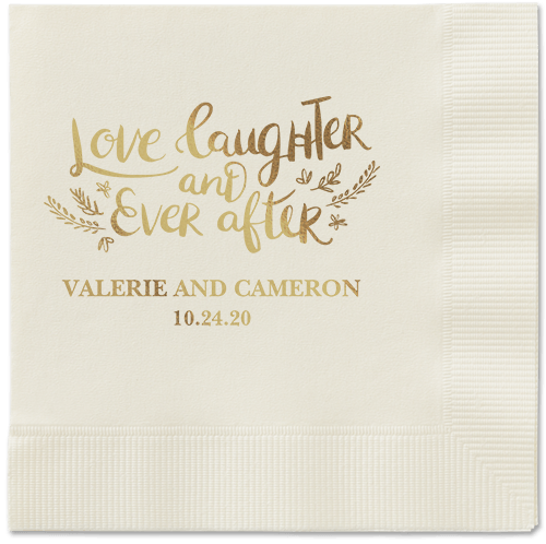 Love And Laughter Forever Napkins, Yellow, Ecru, Gold