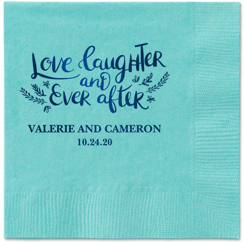 Love And Laughter Forever Napkins, Blue, Aqua, Midnight
