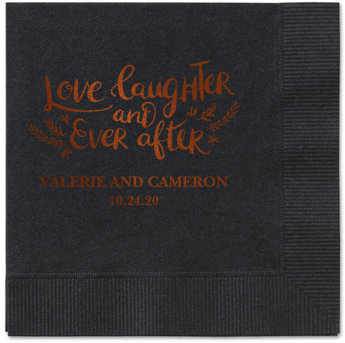 Love And Laughter Forever Napkins, Brown, Black