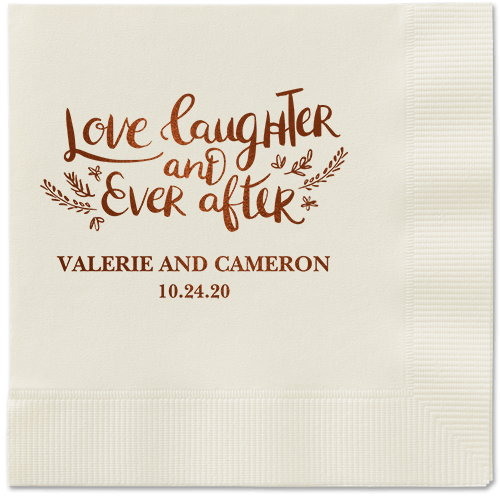 Love And Laughter Forever Napkins, Brown, Ecru