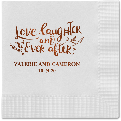 Love And Laughter Forever Napkins, Brown, White