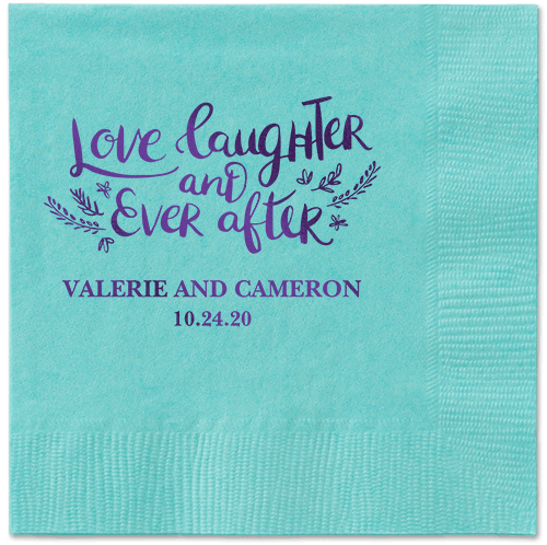 Love And Laughter Forever Napkins, Purple, Aqua, Purple