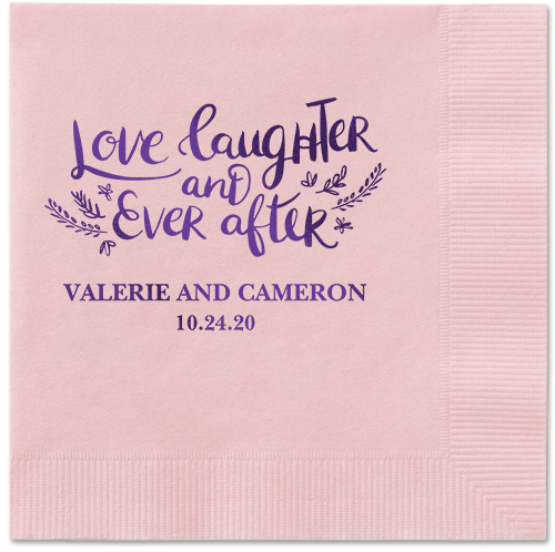 Love And Laughter Forever Napkins, Purple, Blush