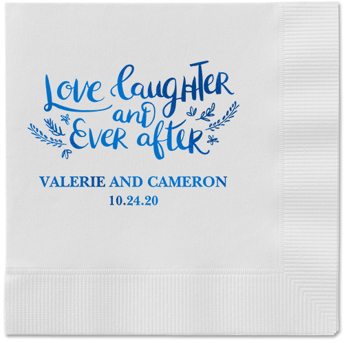 Love And Laughter Forever Napkins, Blue, White