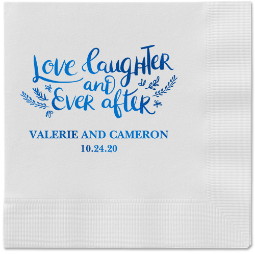 Love And Laughter Forever Napkins, Blue, White, Royal