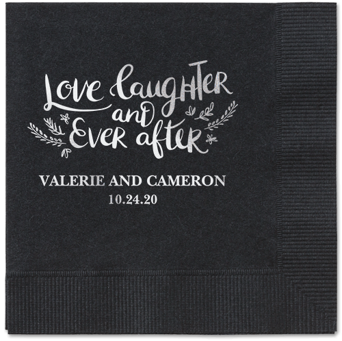 Love And Laughter Forever Napkins, Grey, Black, Silver