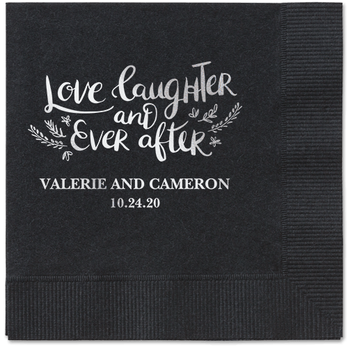 Love And Laughter Forever Napkins, Grey, Black