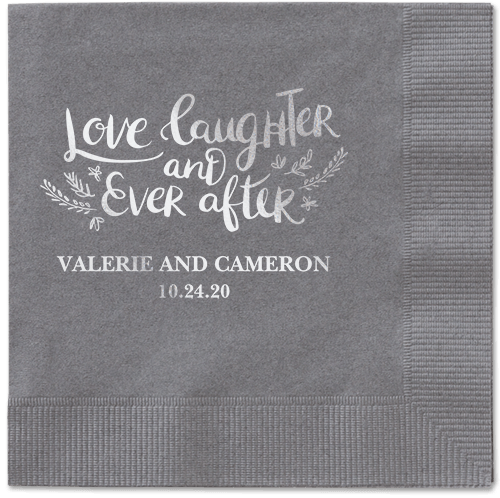 Love And Laughter Forever Napkins, Grey, Pewter, Silver