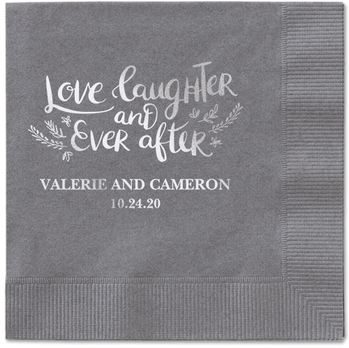 Love And Laughter Forever Napkins, Grey, Pewter