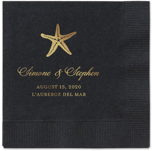 Stylish Starfish Napkins, Yellow, Black, Gold