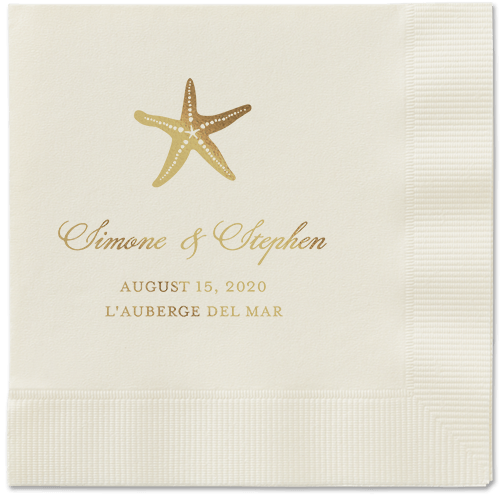 Stylish Starfish Napkins, Yellow, Ecru, Gold